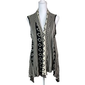 Tribal Print Sleeveless Knit Cardigan